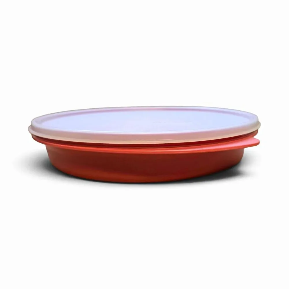 Tupperware Micro Cook Round 1.5L Food Storage Container Snap Lid Pink/White